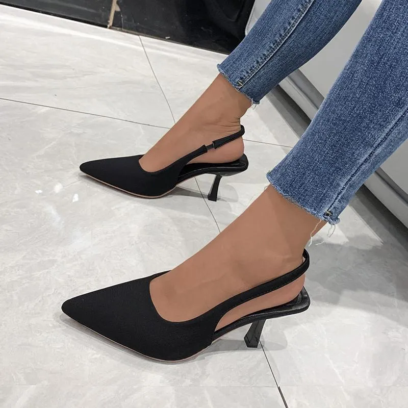 Sandálias Moda de verão Baotou slingback de um pedal de saltos finos de altos mulheres sexy simples diariamente