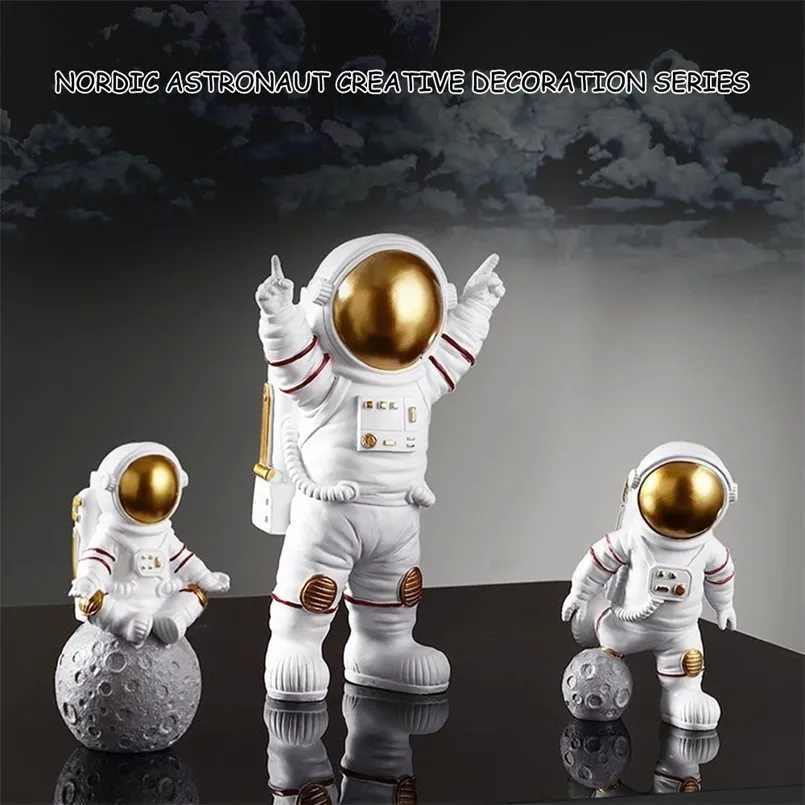 3 Stück Astronauten-Figuren, Kunstharz-Skulptur, modernes Dekor, Miniaturen, Tischdekoration, Kosmonauten-Figur, Heimdekoration, 220811