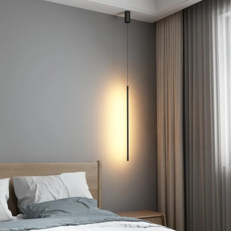 Pendellampor Post Modern Cylindrical Line LED Aluminium Lights Lighting Nordic Living Room sovrum sovrum inomhus dekor lampan