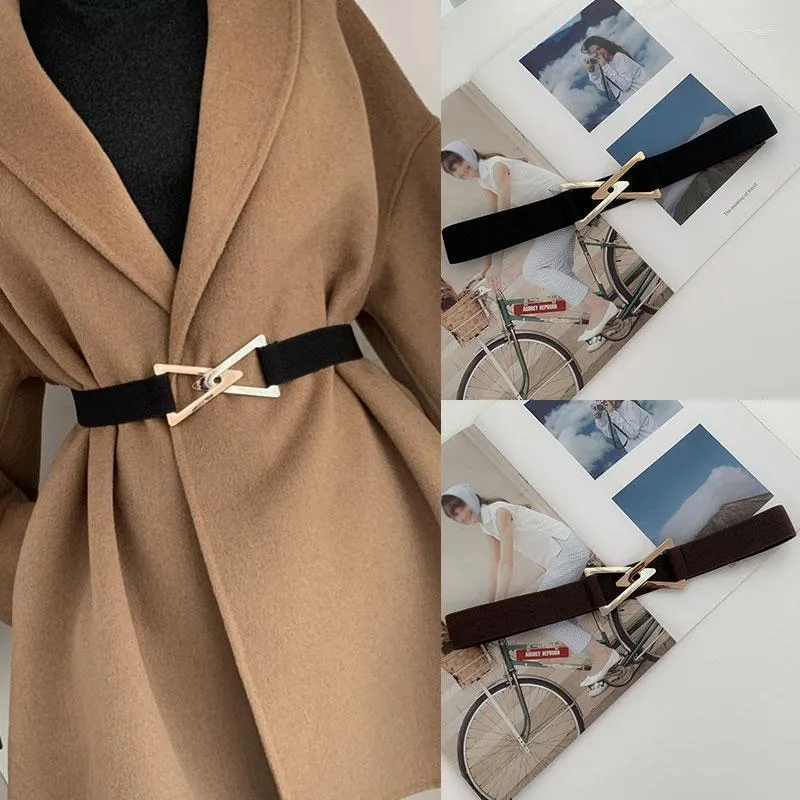 Belts 2022 Women's Fashion Metal Triangle Buckle Decoration Belt Ladies Elastic Canvas Waistband For Wedding Dress Overcoat Fier22