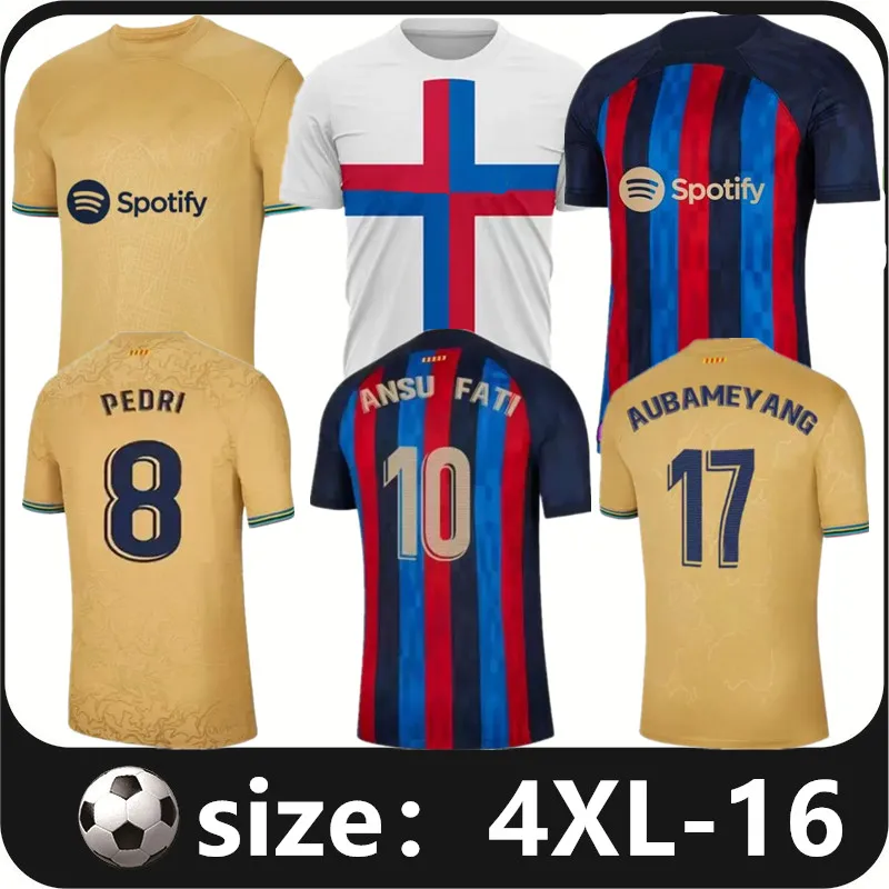 22 23 S-4xl Home Pedri Soccer Jersey Adama Gavi Camiseta de Futbol R. Araujo 2022 2023 Barcelone FC ANSU FATI MEMPHIS DEST FOOTBALL FOOTBY FOOTH