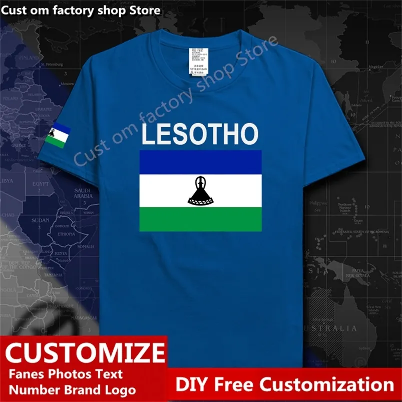 Royaume du Lesotho LSO hommes t-shirts Pays Jersey personnalisé Fans DIY Nom Numéro High Street Mode Lâche Casual T-shirt 220616gx