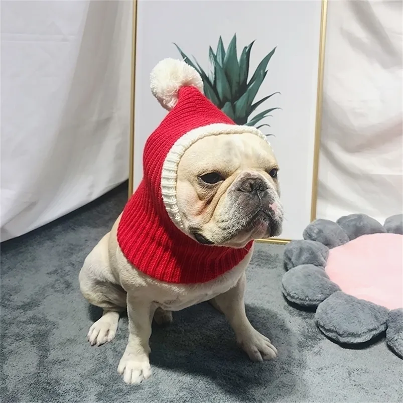 Bonnet tricoté pour animaux de compagnie Chapeau de chien de Noël Chapeaux chauds d'hiver pour s Chats Accessoires Laine Bouledogue français Casquettes s Année LJ200923