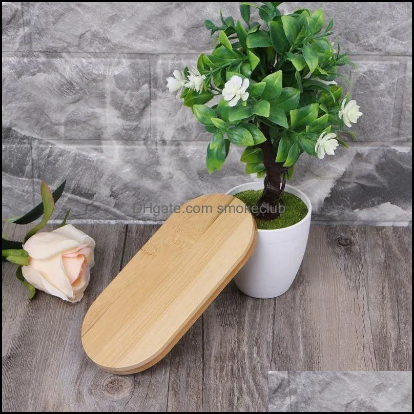 Oval Shape Bamboo Wood Saucer Plant Tray Mini Plant Flower Pot Stand Favor Succulent Pot Tray Simple Elegant Design Home Decor C0125