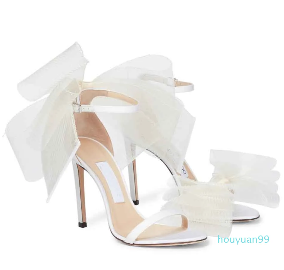 Hot Sale-Summer Sandal Dress Shoes Women's Bow trimmed Heels Party Wedding Bridal Fashion Brand Lady