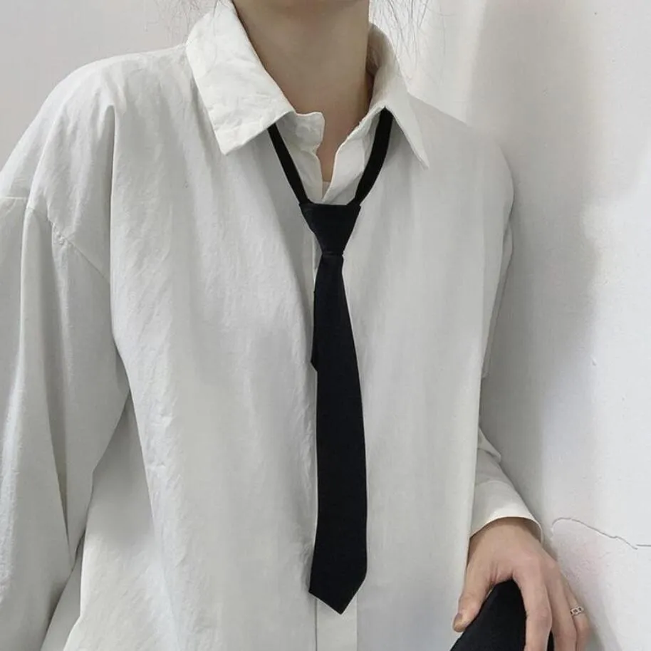 Lazy Black Neck Ties For Men Women Casual Suits Solid Tie Skinny Mens Neckties Business Wedding Slim Korean Tie Necks