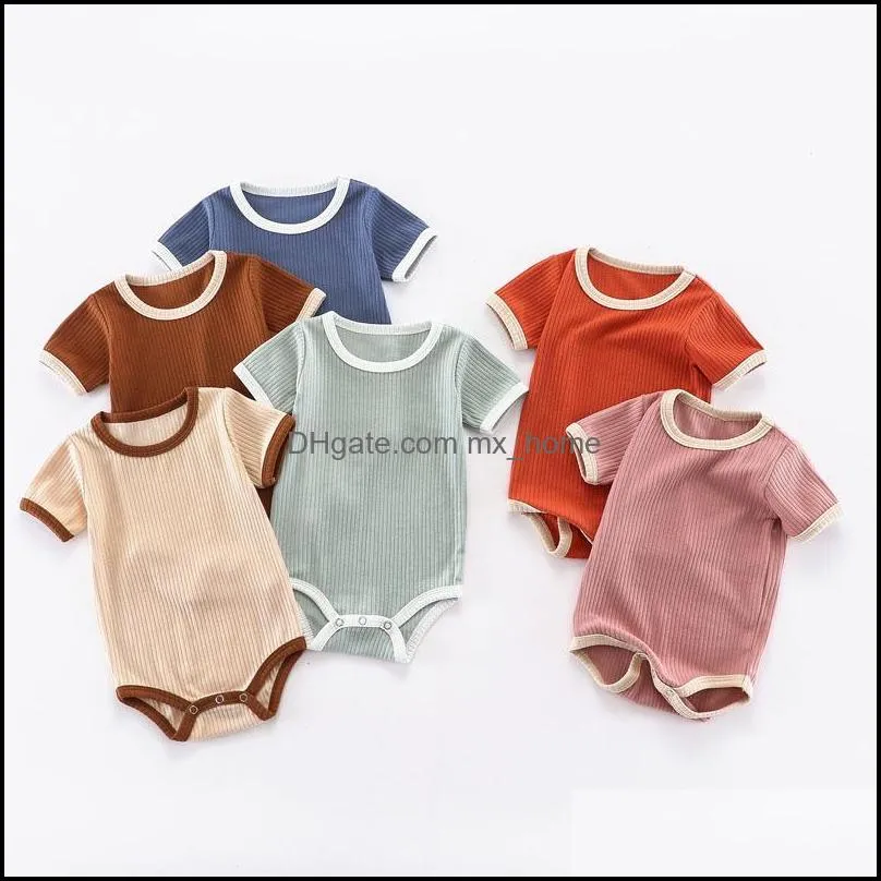 kids rompers girls boys solid color romper infant toddler pit stripe jumpsuits summer fashion baby clothes z6273