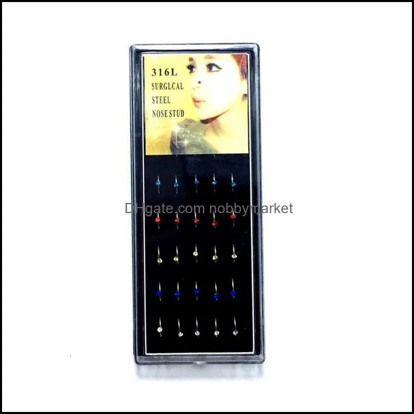 Other Nasal Ear Lip Cartilage Puncture Ring Fixed Bead Boxed D I A M O N Nose Nails 2 Boxes