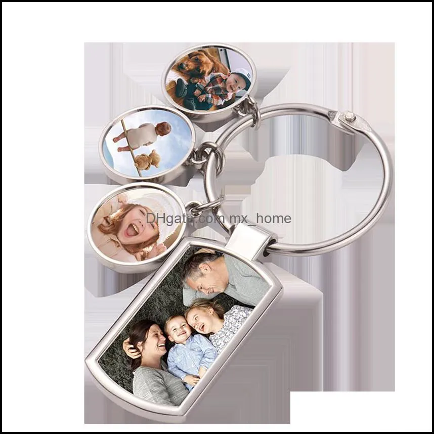 Pendant Sublimation Keychains 7 pieces Set Heat Thermal Transfer Printing Metal Keychain White Blank Pendants V1