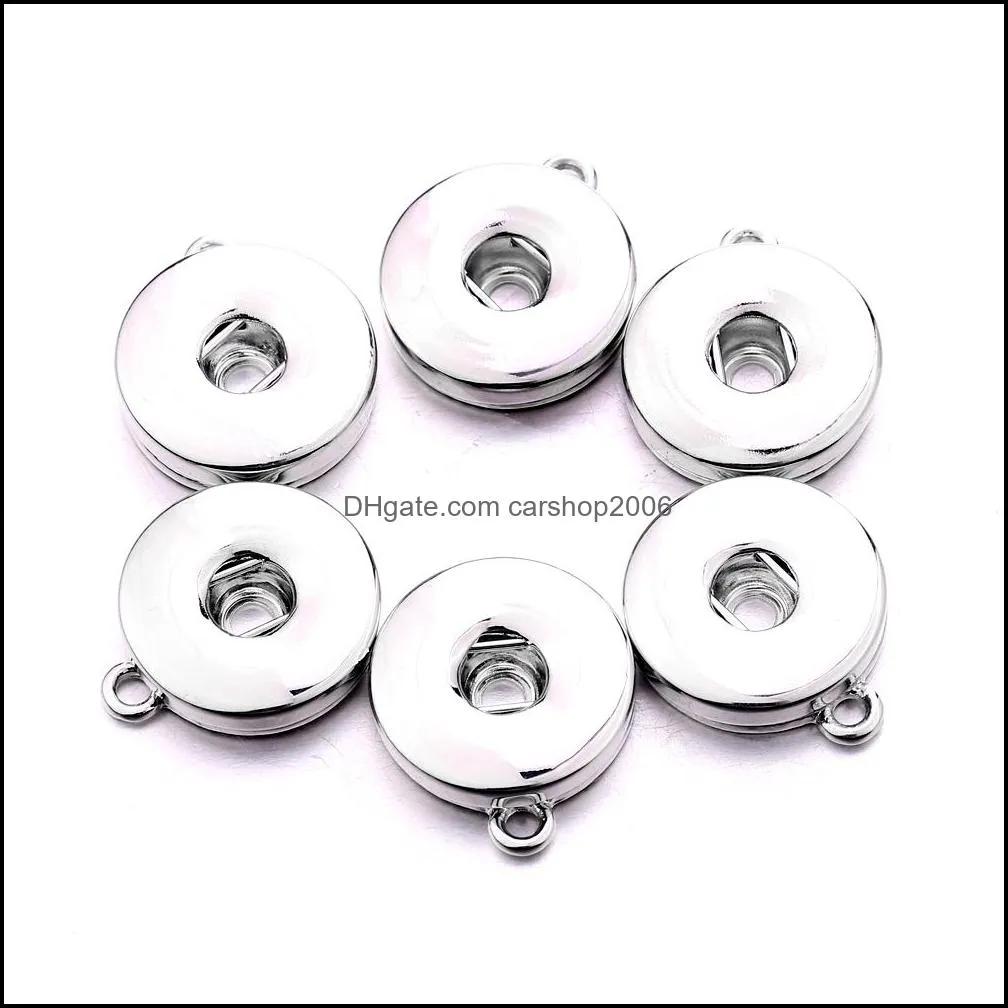 Silver Gold Alloy 18mm Ginger Snap button Base charms Pendants For Snaps Bracelet Earrings Necklace DIY Jewelry Accessory