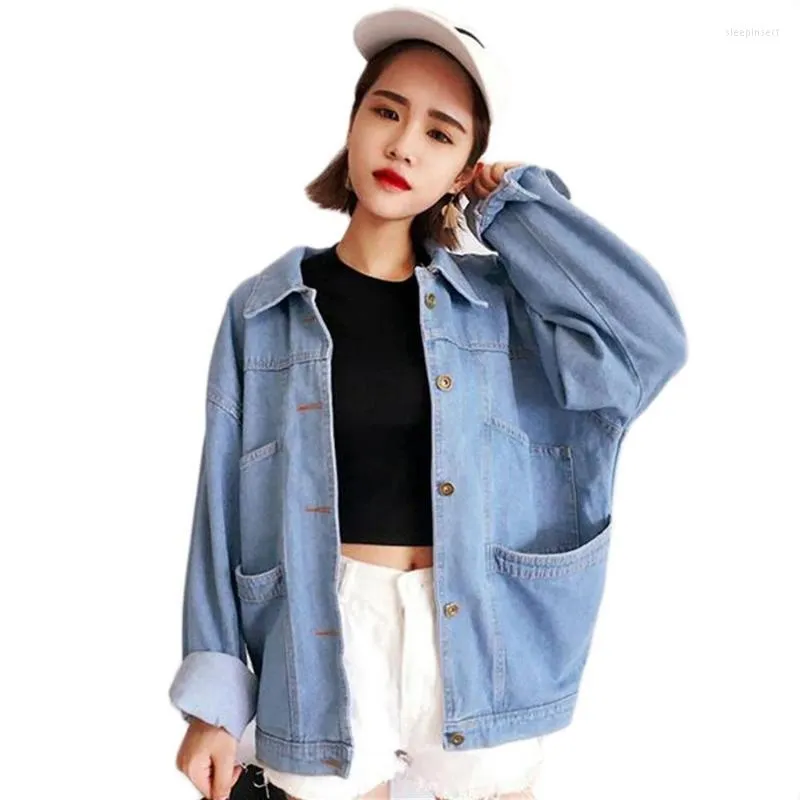 Frühling Herbst Frauen Casual Koreanischen Stil Denim Jacke Plus Größe Weibliche BF Jeans Dame Cowboy Mantel Outwear Streetwear
