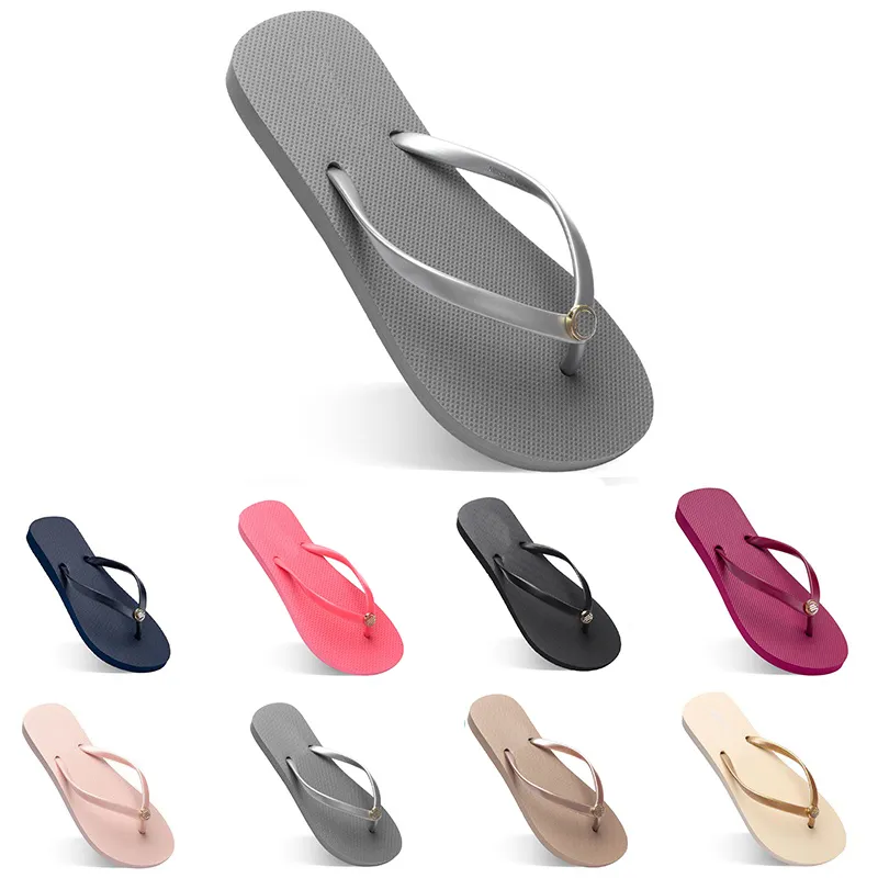 Frauen Hausschuhe Mode Flip Flops Strand Hotel Indoor Slipper Triple Schwarz Rosa Weiß Zitronengrün Grau Marine Damenschuhe Seventy Four