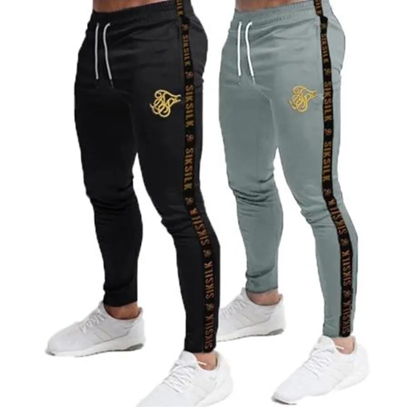 Mens joggerssweatpants sik silke fitness elastiska byxor hip hop skinny tracksuit siksilk byxa män casual spår byxor 220325