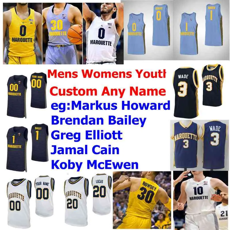 Marquette Golden Eagles Jerseys 3 Wade Jersey Jae 32 Crowder Jimmy 33 Butler Sam Hauser rare College Basketball Maglie Mens Custom Stitched