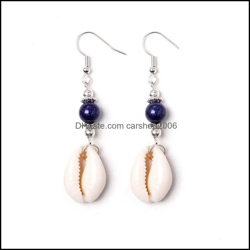 shell cowrie earrings natural stone beads drop earring fashion seashell statement eardrop danglers women summer jewelry gifts