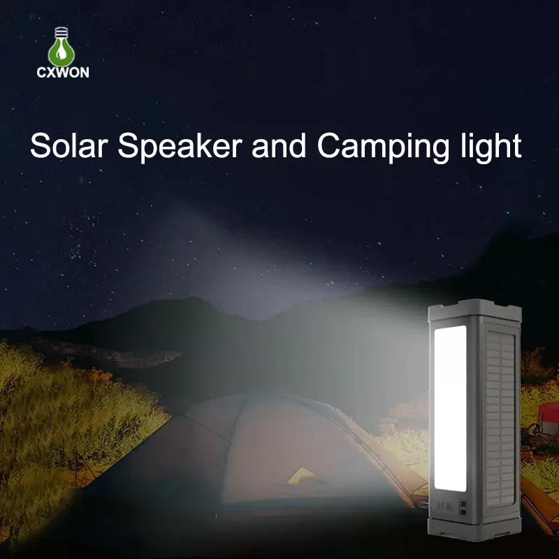 IPX7 Ultra Pracking 5.1 Bluetooth Solar مكبر صوت يعمل في الهواء الطلق في الهواء الطلق ضوء الطوارئ 20W عالي الجودة صوت مكبرات صوت محمية 27 LEDS LEDS