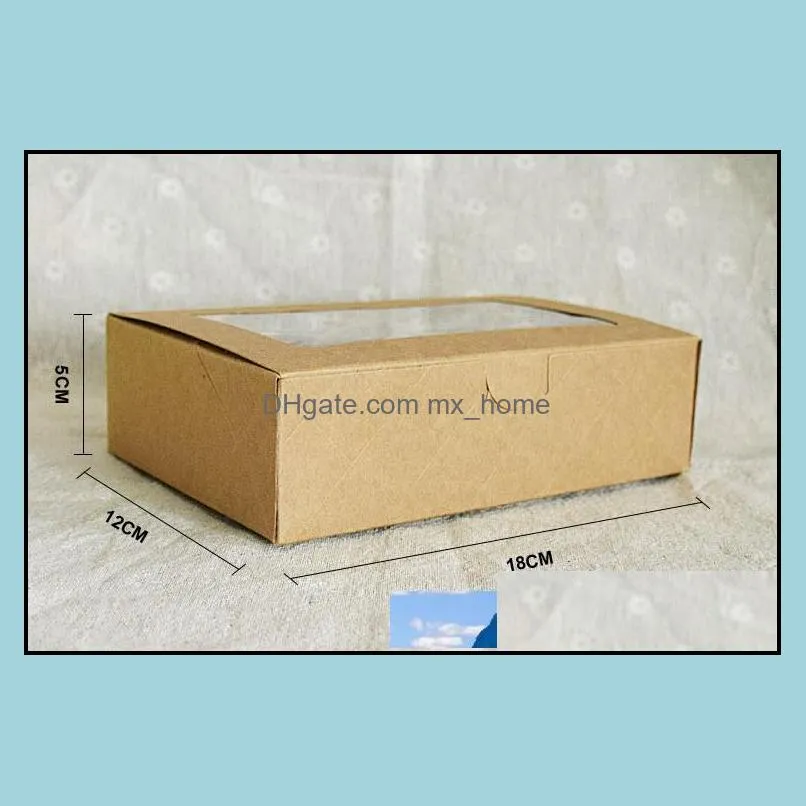 20pcs/lot-18*12*5cm Kraft paper Window boxes Gift box  Candy Snack boxes DIY Baking storage boxes