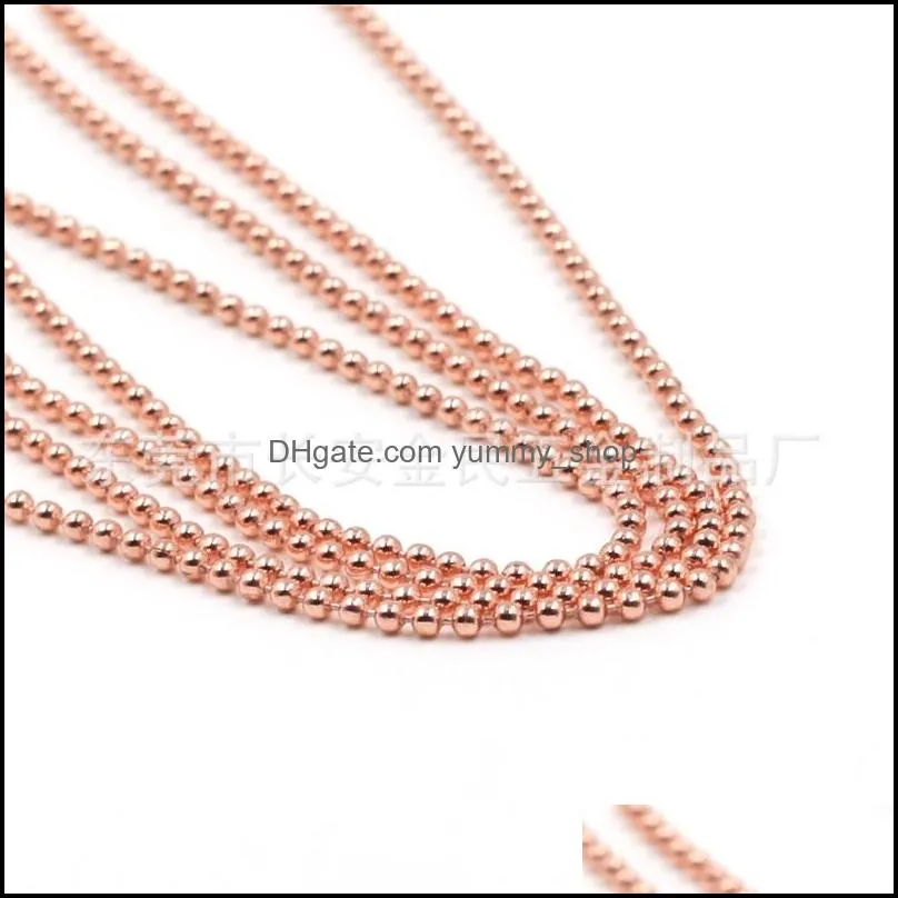 5pcs 1.5mm 2.0 2.4mm Length 70cm (27.5 inch) 10 Colors Plated Ball Beads Chain Necklace Bead Connector For Charms Base and Tray 1210