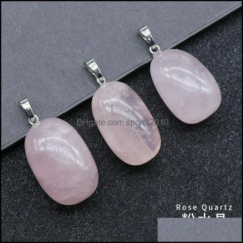 fashion natural stone pendant irregular oval strawberry crystal graphitic topaz charms necklace for women jewelry