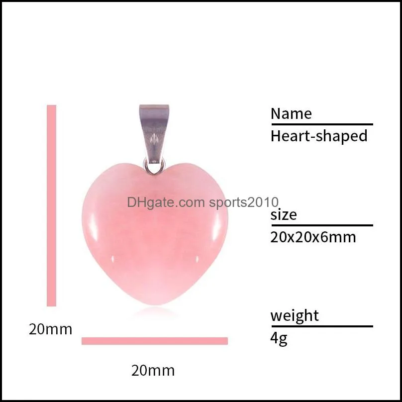 natural stone necklace heart pendants rose quartz gemstone charms 20mm for women charms diy jewelry making accessories wholesale