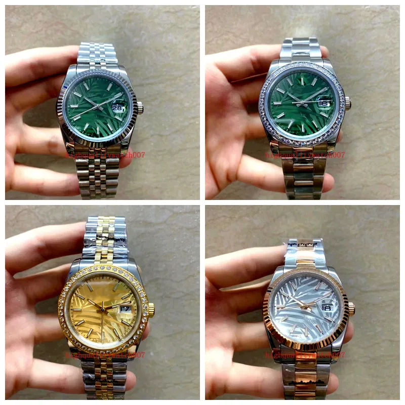 Classic Series Unisexe Watches 36 mm Bamboo Leaf Litteral Yellow Green Cadran 126234 Bracelet en acier inoxydable ETA2813 Mouvement Automatique Mens Mescules Horaires