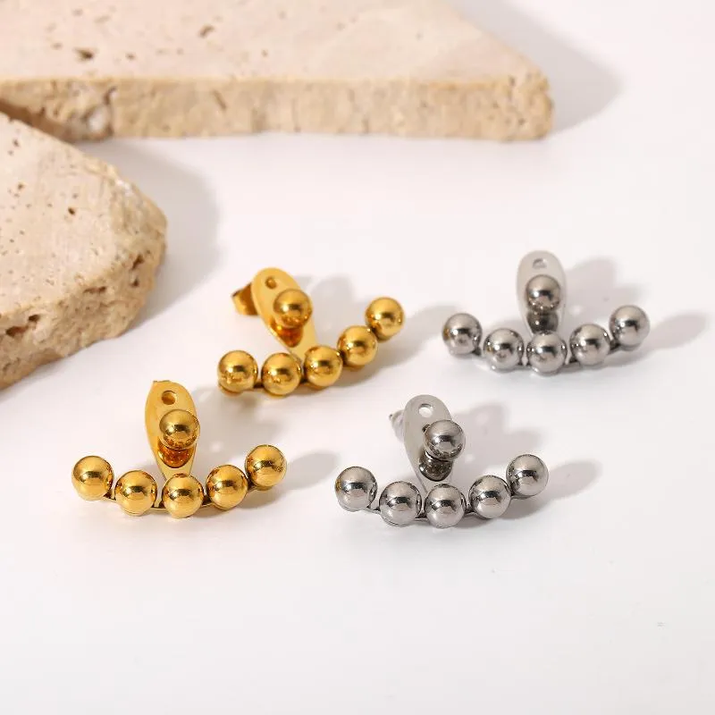 Hoop Huggie Edelstahl fächerförmige Perlen-Ohrstecker für Damen, anlaufgeschützt, wasserdicht, T-Form, JewelryHoop