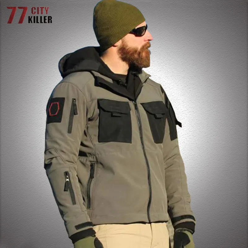 Soft Shell Tactical Jacket Men Militair Speciaal Agent Winddichte waterdichte Multipocket Lading Jackets Outdoor Swat Combat Coat 220813