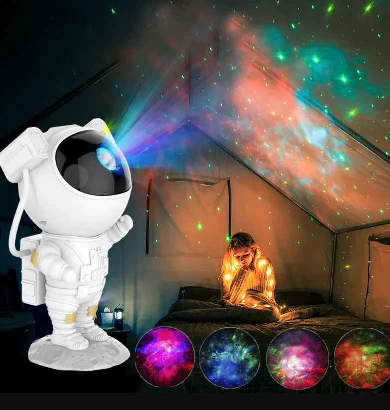 Galaxy Projector Astronaut Licht Laser Star Slucht Kinderen Nachtlicht voor Slaapkamer PLADINGSAFICE LICHT VALENTINES DAG CADEA