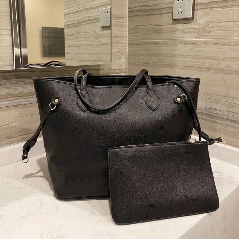 2022 high-quality Tote Shopper Bag Women Handbags Wallet 2pcs Set Composite Shoulder Bags Embossed Fashion Letter Genuine Leather Large 011