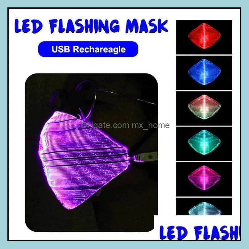 free dhl fashion glowing mask 7 colors luminous led face masks for halloween party festival masquerade rave mask