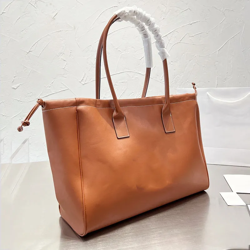 Totes Bag Drawstring Genuine leather Handbags Shopping Shoulder Women hand Bags Handbag Purse Large size Plain Fashion letters High quality Vertical pocket 40cm