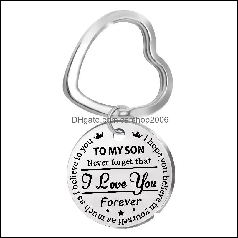 key ring stainless steel keychain engraved to my daughter forever love mom keyring charm heart pendant jewelry gift x20fz