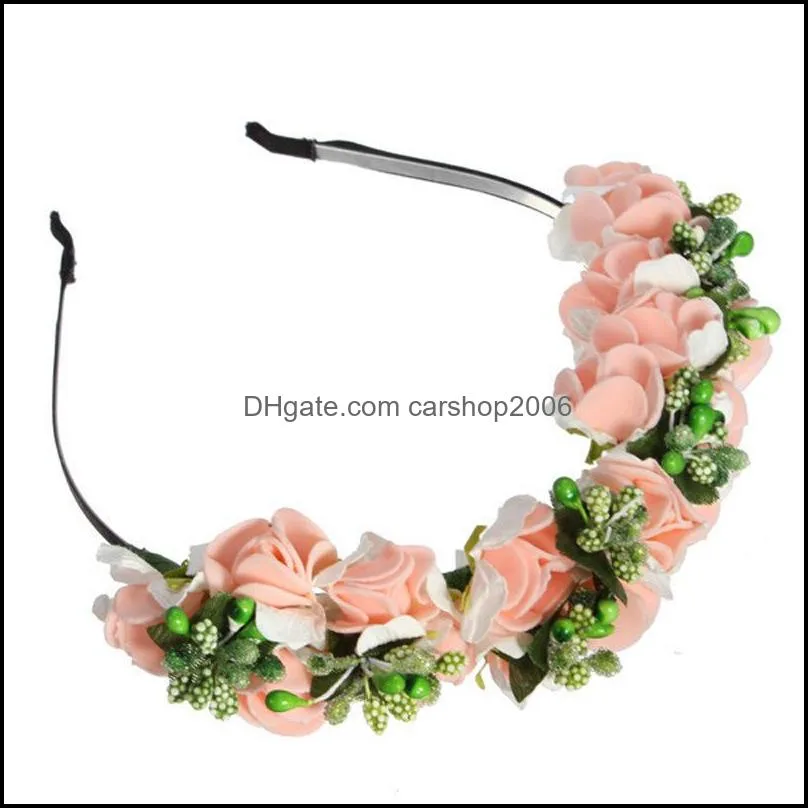 Women Flower Headbands Girls Floral Tiaras Crowns Bride Bridal Wreath Wedding Garland Hair Jewelry