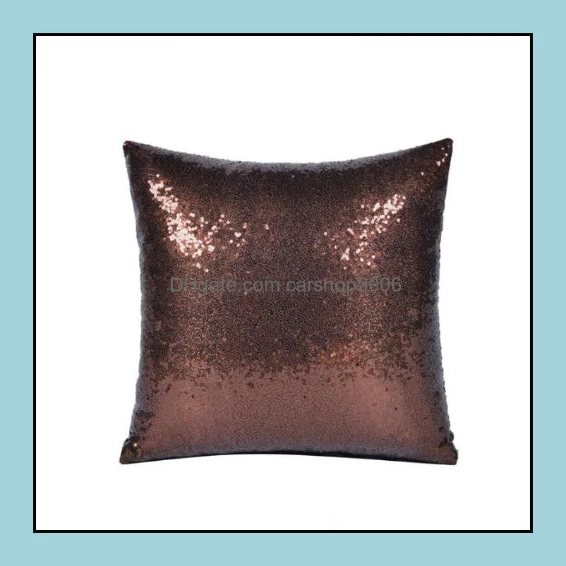 glitter sequins pillow case solid color cushion home car comfortable decor waist cushion cover pillowcase 11 colors yhm284-1