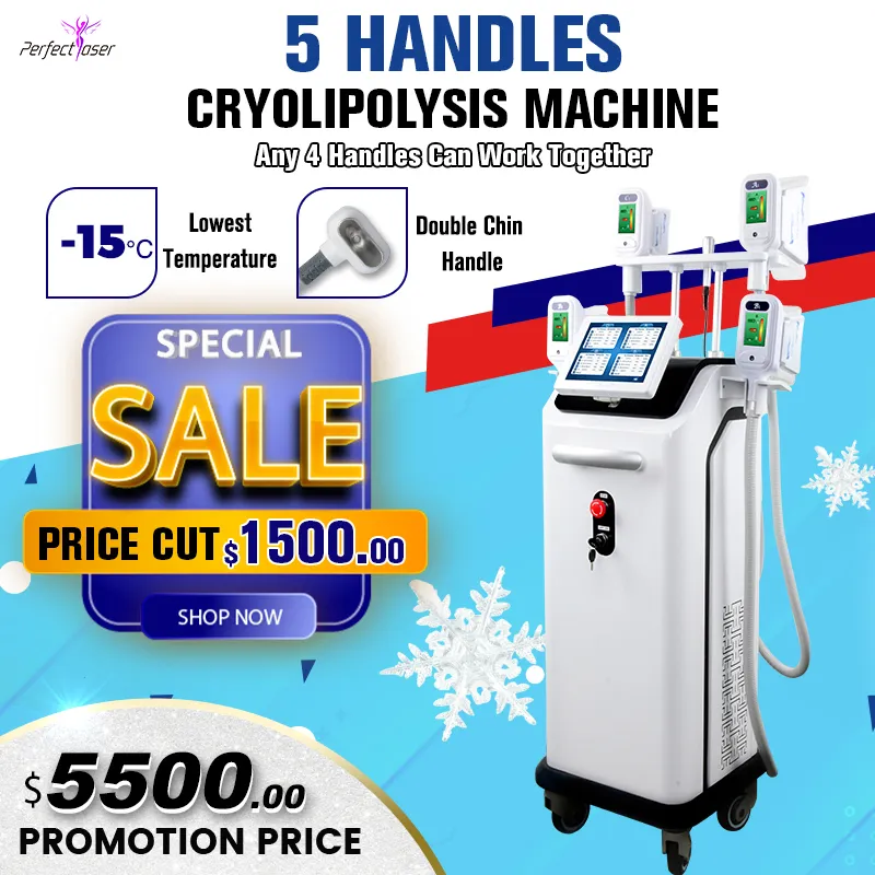 Cryolipolyse Machine Laser Body Slimming Equipment Cold Vacuum Therapy Cryolipolysis Fat Freezing Weight Loss 4 Handles Work Together OEM