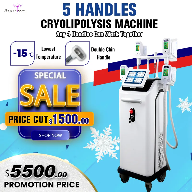 Cryolipolyse Machine Laser Corps Amincissant Équipement Thérapie Sous Vide Froid Cryolipolyse Graisse Congélation Perte De Poids 4 Poignées Travaillent Ensemble OEM