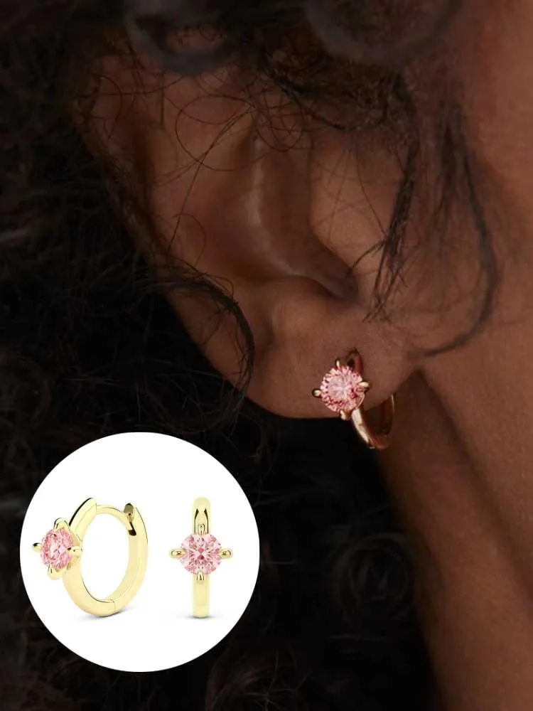 Hoop Huggie Pendientes de plata de ley 925 Azul Rosa Cristal Huggies 2022 Tendencia Círculo Flor Mujer Oreja Jewelry178n