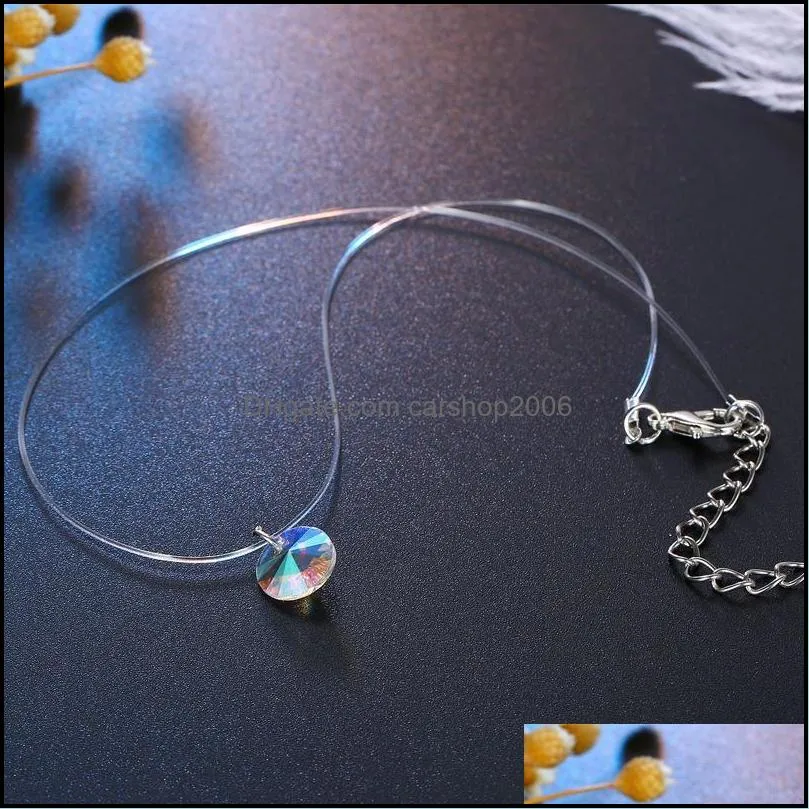 pendant necklaces fashion cubic zirconia necklace invisible fishing line crystal for women party jewelry