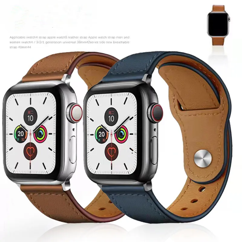 حقيقي الأشرطة الجلدية الحقيقية الفرقة ل أبل ووتش iwatch 7 6 5 4 3 سمارت ووتش الرياضة سوار حزام المعصم