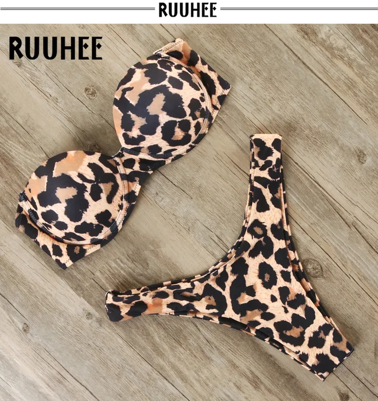 Leopard Print Brazilian Bikini Set Push Up Leopard Print