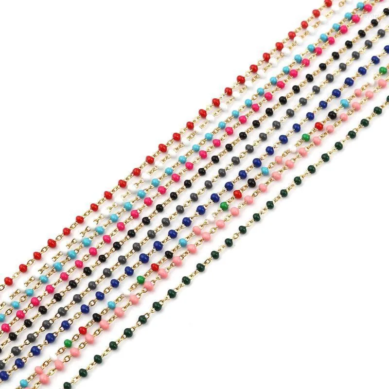 Colliers 45cm longue chaîne en acier inoxydable couleur or tour de cou émail satellite câble perlé collier femmes hommes bijoux cadeauxchokers sidn22