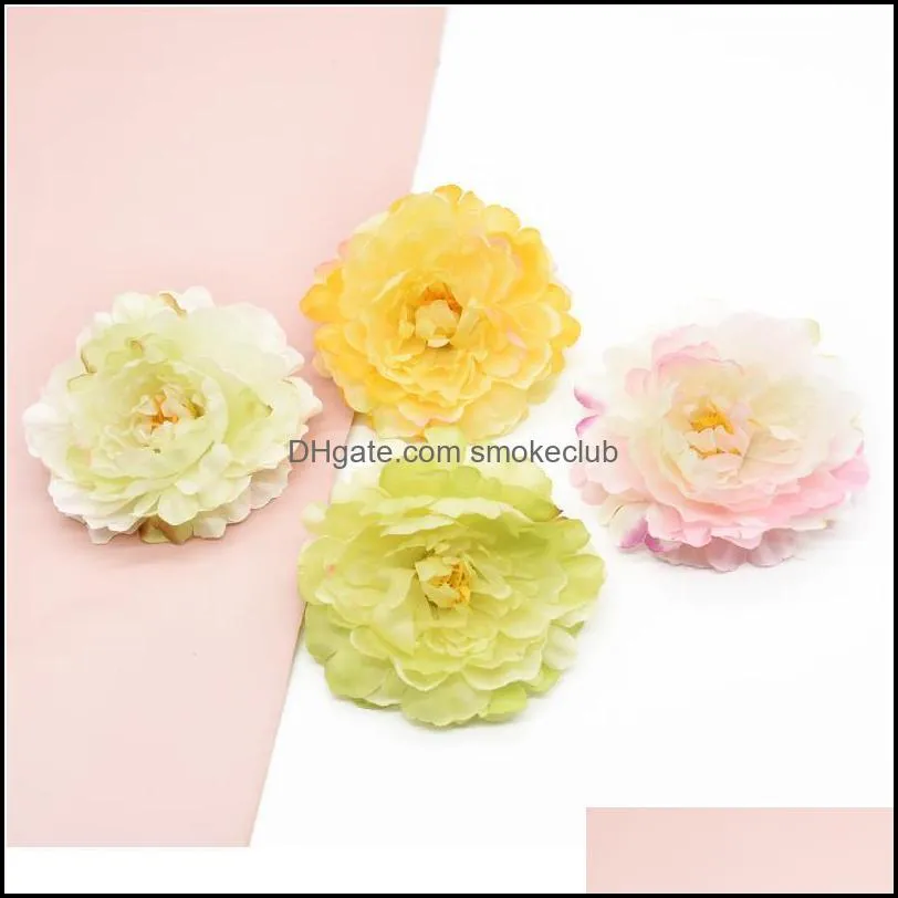 5 Pieces Artificial Peony Home Decoration Accessories Wedding Brooch Scrapbooking Headwear Decorative Flowers Wreaths C jllfil