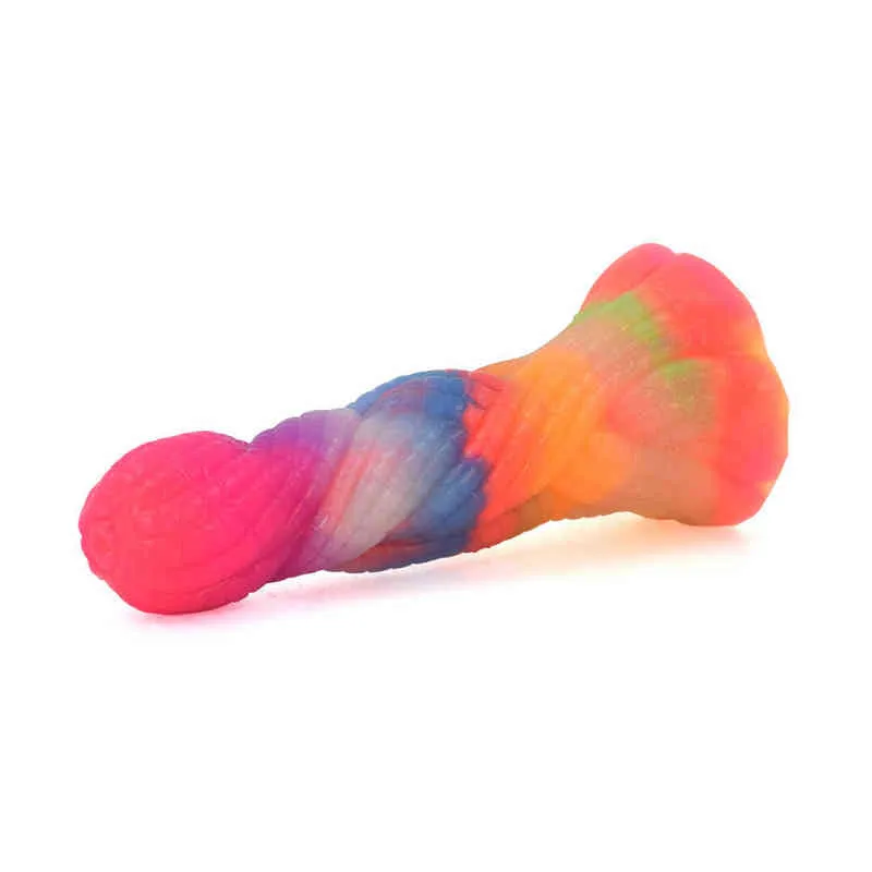 NXY Dildos Silicone Luminous Color Penis Para Iniciantes Masculino e Feminino Sucção Cups Pequeno Anus Plug Adult Sex Products 0317