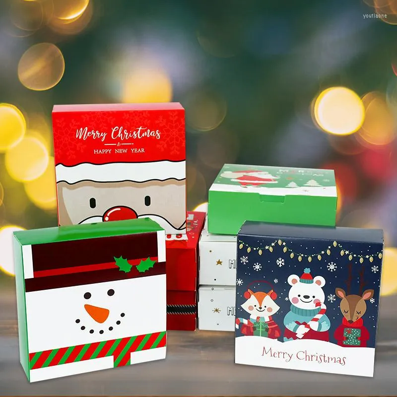 Подарочная упаковка 5pcs Cartoon Cookie Boxes Animal Elk Bear Santa Claus Рождественская коробка Merry Goodie Упаковка для HomeGift