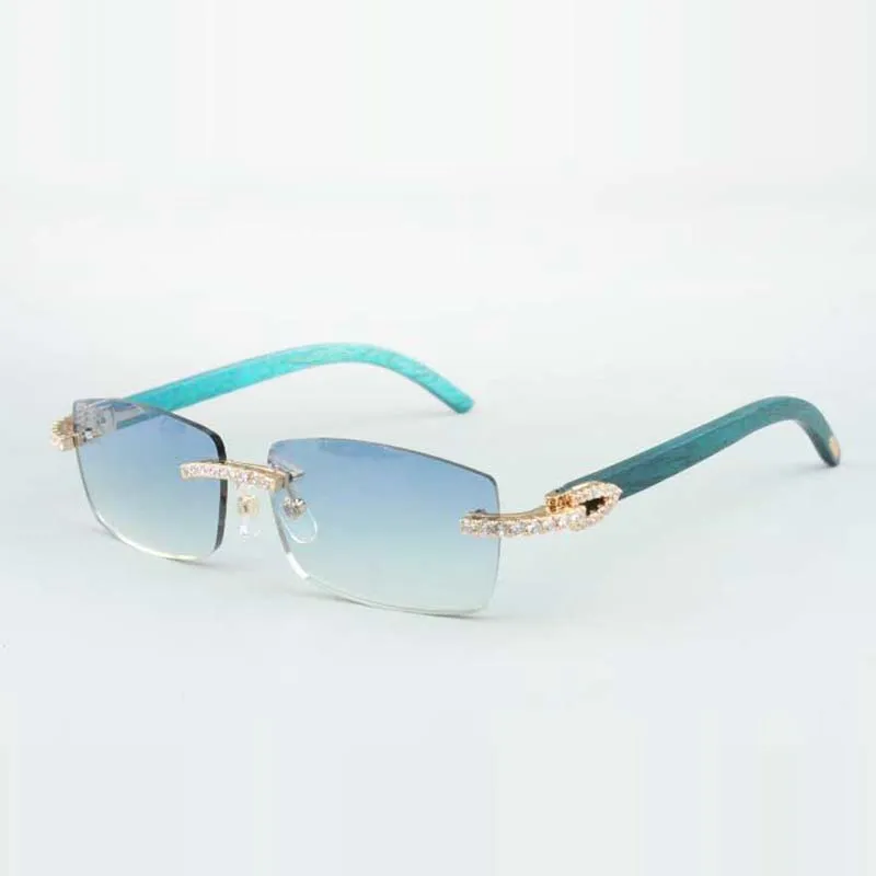 endless diamond sunglasses frames 3524012 with teal wood sticks and 56mm lens