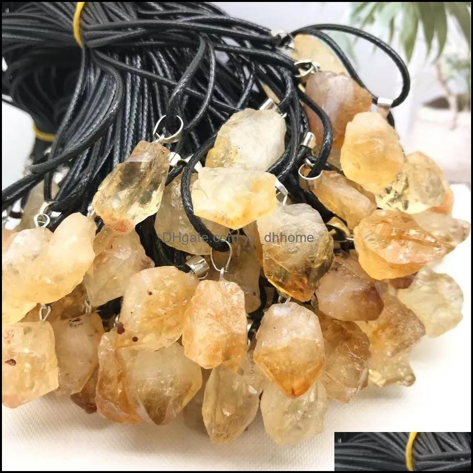 bulk natural yellow crystal stone charms amethyst irregular shape pendants for necklace earrings jewelry makin yydhhome