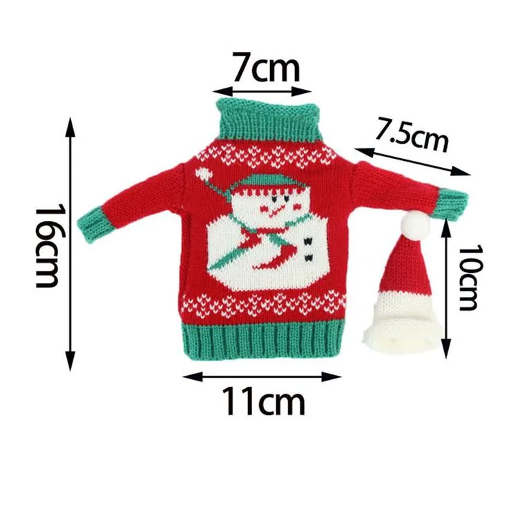 Fashion Clubs Christmas Wine Bottle Knitted Ugly Sweater Covers Dress Set Santa Wines BottlesBags xmas Party Decorations WY1393