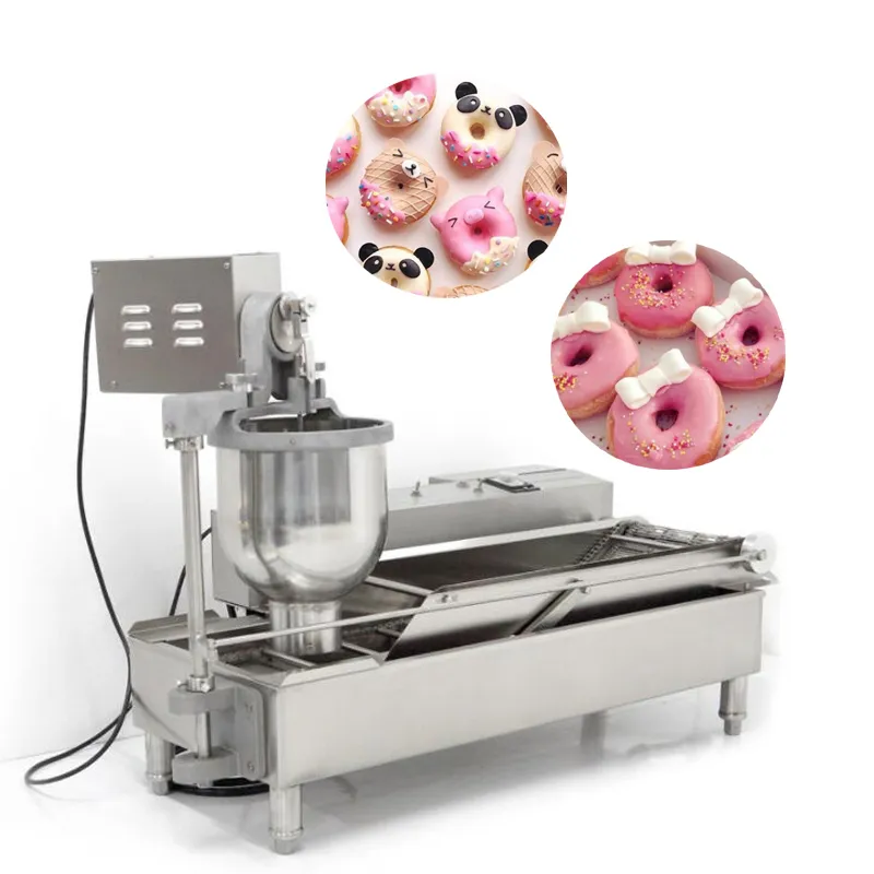 2-raders elektrisk donutmaskin kommersiellt rostfritt stål multifunktion automatisk munkbildande maskin till salu