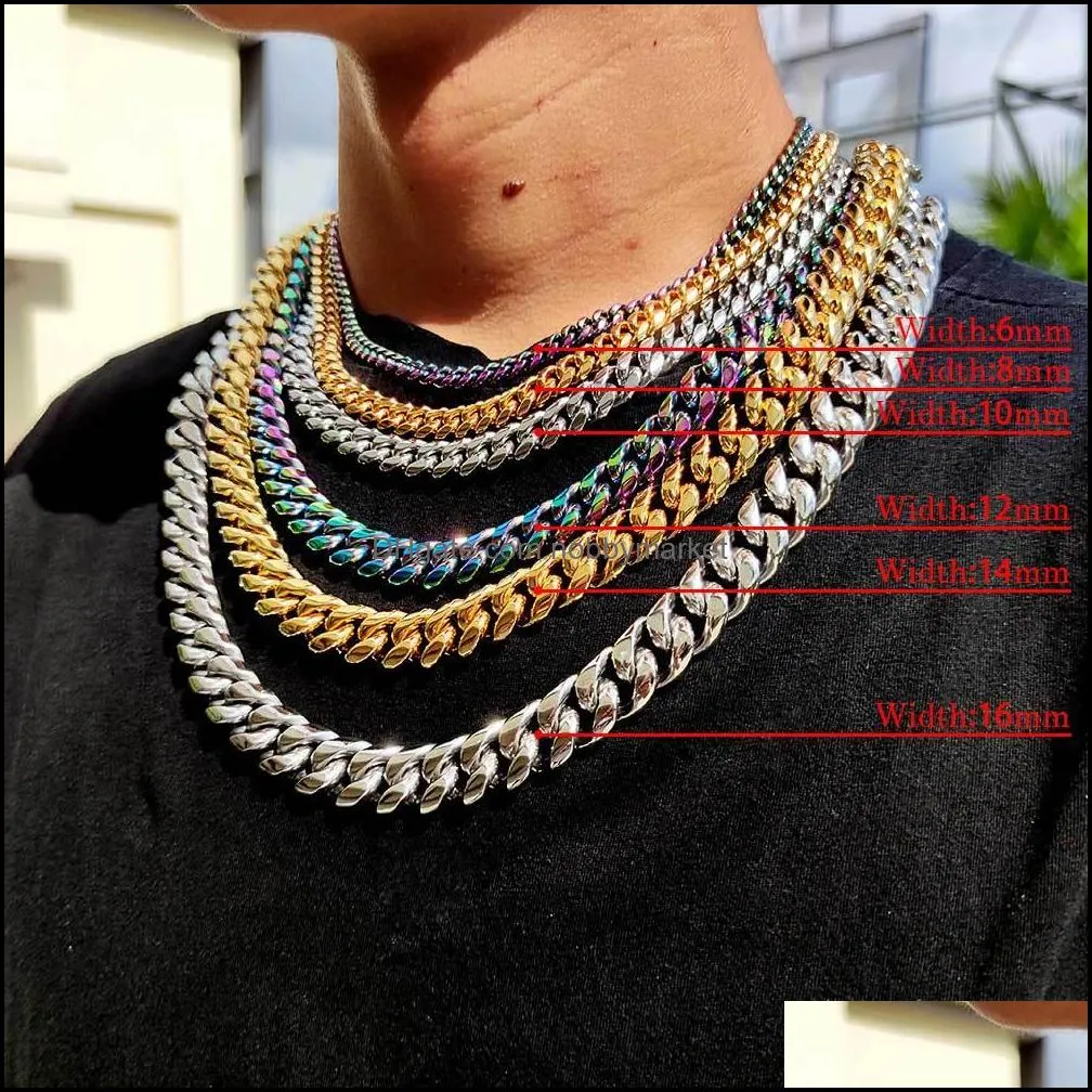 Pendant Necklaces TOSOKO Stainless Steel Jewelry Winter Hip Hop Full Zircon Inlaid CUBAN CHAIN Plated Necklace Bracelet Set