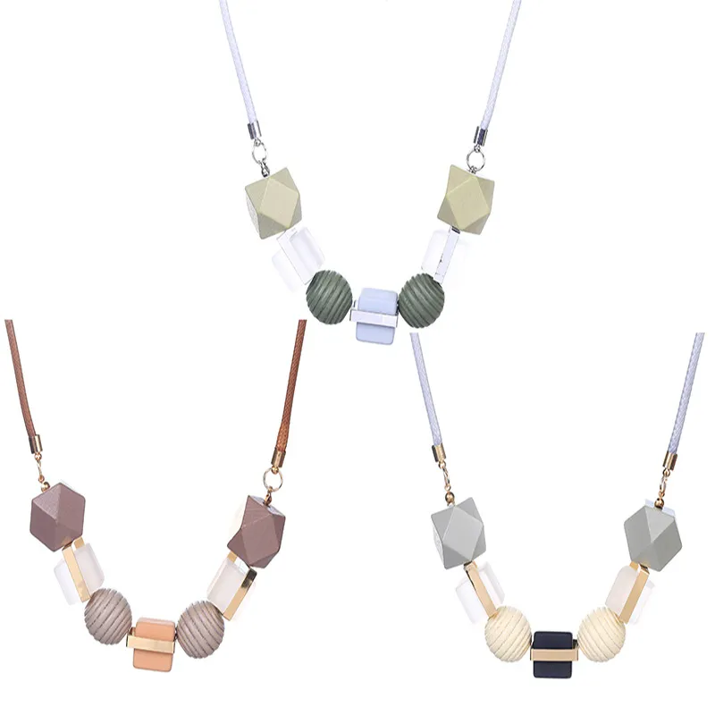 Colares de miçangas geométricas de cores misturadas contas de colares de jóias de moda de moda Acessórios para jóias